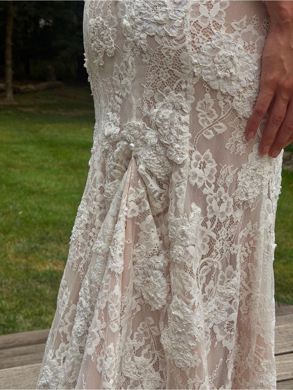 Sherri Hill White Lace Spaghetti-Strap Gown - Picture 5 of 6